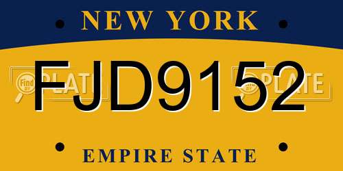 FJD9152 New York License Plate