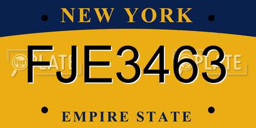 FJE3463 New York License Plate