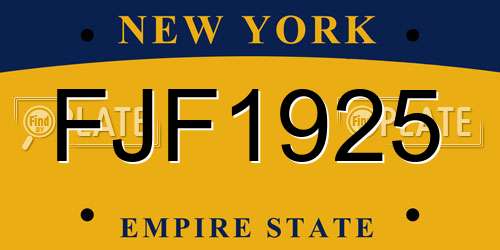 FJF1925 New York License Plate