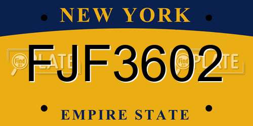 FJF3602 New York License Plate