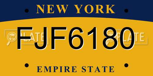 FJF6180 New York License Plate