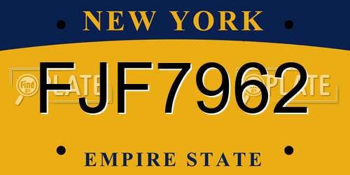 FJF7962 New York License Plate