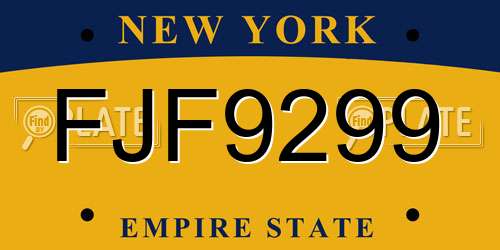 FJF9299 New York License Plate