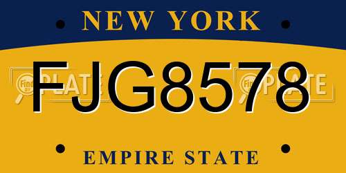 FJG8578 New York License Plate