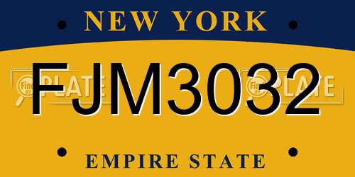 FJM3032 New York License Plate