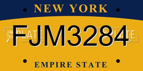 FJM3284 New York License Plate