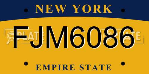 FJM6086 New York License Plate