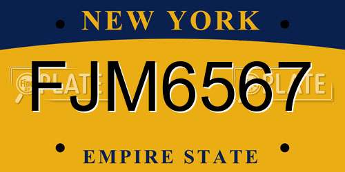 FJM6567 New York License Plate