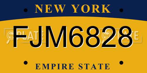 FJM6828 New York License Plate
