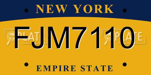 FJM7110 New York License Plate
