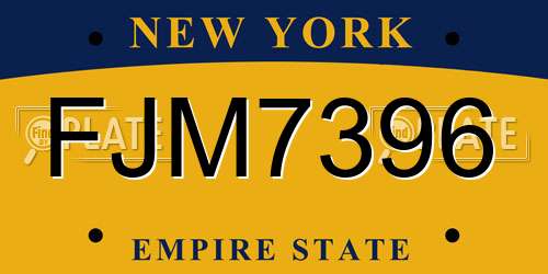 FJM7396 New York License Plate