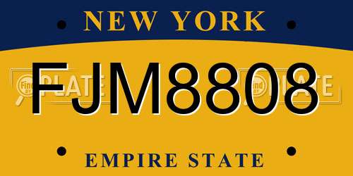 FJM8808 New York License Plate