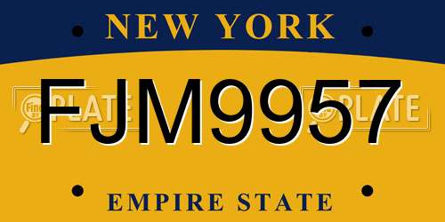FJM9957 New York License Plate