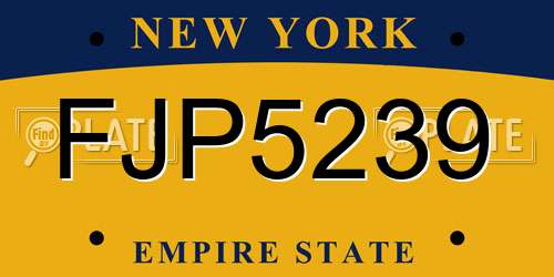 FJP5239 New York License Plate