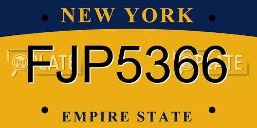 FJP5366 New York License Plate