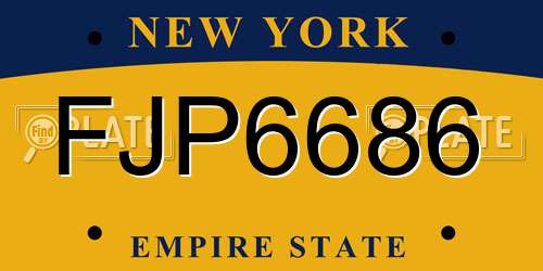 FJP6686 New York License Plate