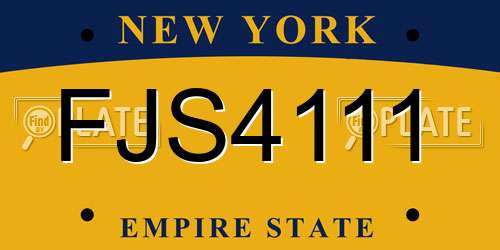 FJS4111 New York License Plate