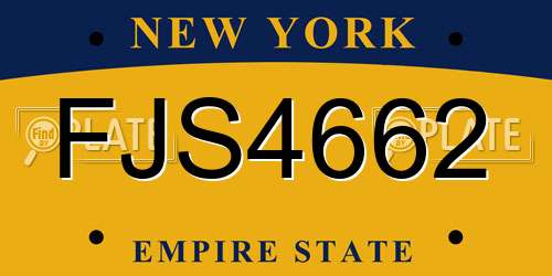 FJS4662 New York License Plate