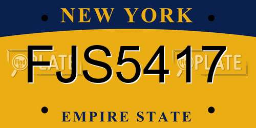 FJS5417 New York License Plate