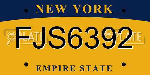 FJS6392 New York License Plate