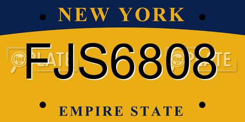FJS6808 New York License Plate