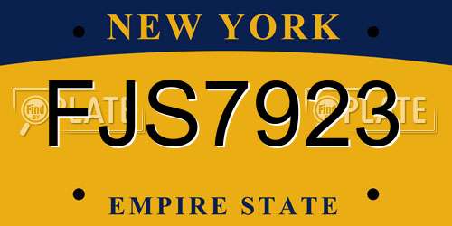 FJS7923 New York License Plate