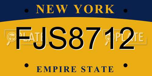 FJS8712 New York License Plate