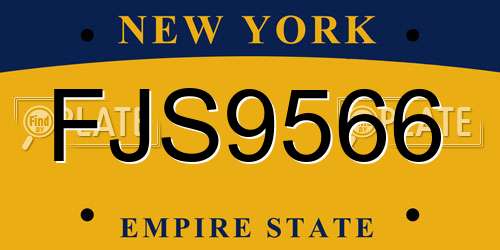 FJS9566 New York License Plate