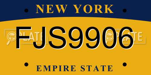 FJS9906 New York License Plate
