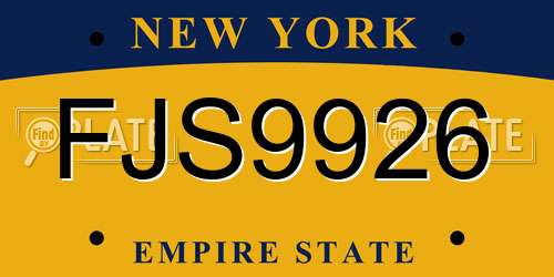 FJS9926 New York License Plate