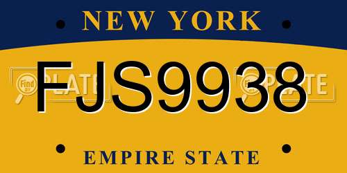 FJS9938 New York License Plate