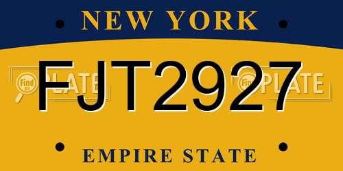FJT2927 New York License Plate