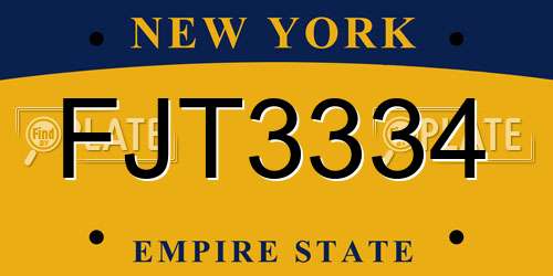 FJT3334 New York License Plate