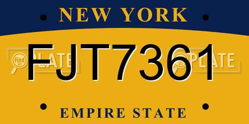 FJT7361 New York License Plate