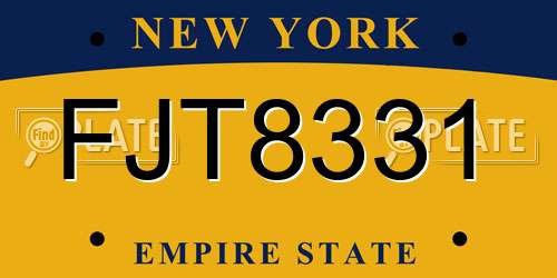 FJT8331 New York License Plate