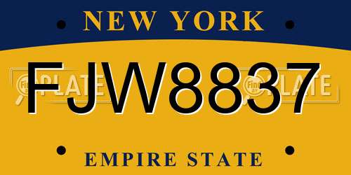 FJW8837 New York License Plate