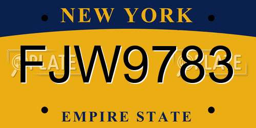 FJW9783 New York License Plate
