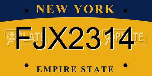 FJX2314 New York License Plate