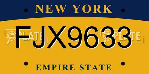 FJX9633 New York License Plate