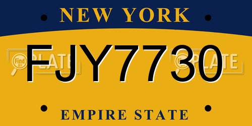 FJY7730 New York License Plate