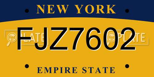 FJZ7602 New York License Plate