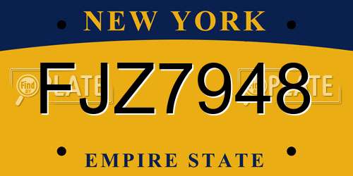 FJZ7948 New York License Plate