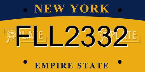 FLL2332 New York License Plate