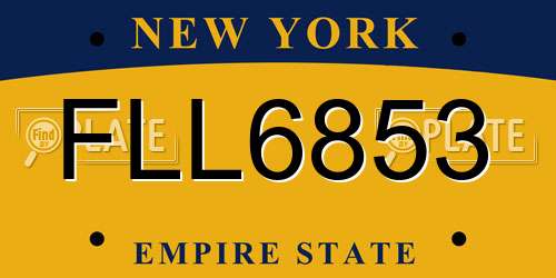 FLL6853 New York License Plate
