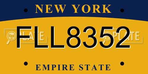 FLL8352 New York License Plate