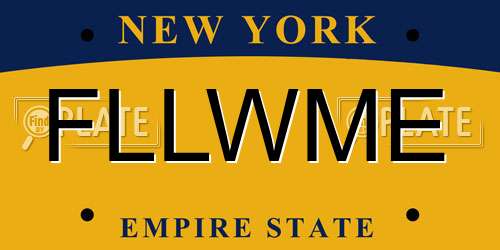 FLLWME New York License Plate