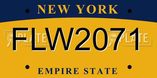 FLW2071 New York License Plate