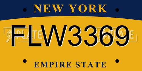 FLW3369 New York License Plate