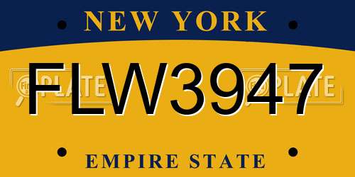 FLW3947 New York License Plate