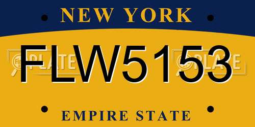 FLW5153 New York License Plate